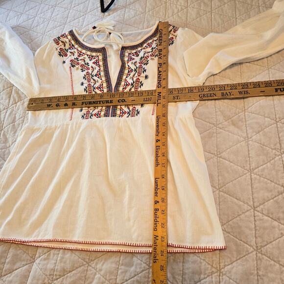 Faherty Tula Blouse Women's S White Multi Embroidered Boho Western Cowgirl READ - Picture 7 of 10